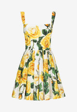 Rose-Print Mini Corset Dress