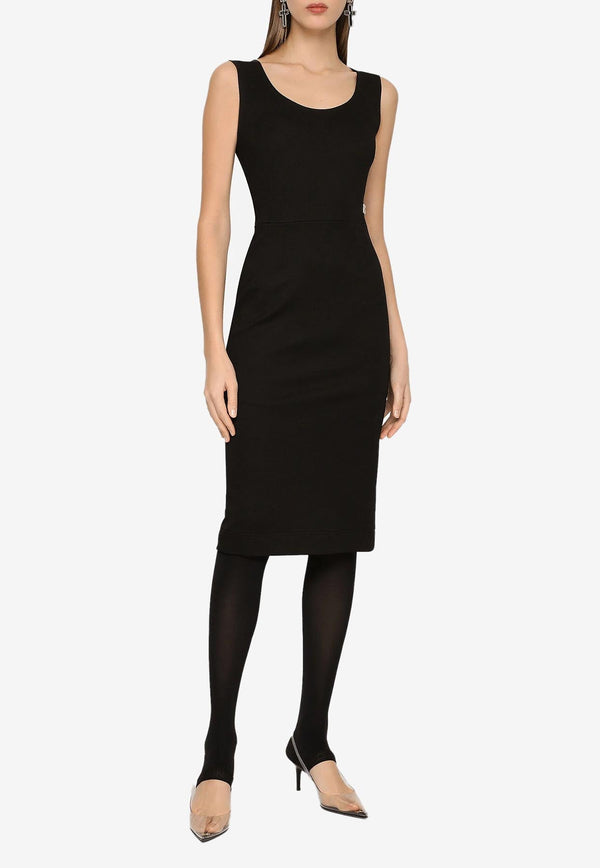 Milano Rib Midi Dress with DG Logo