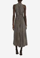 Pleated Halterneck Midi Dress