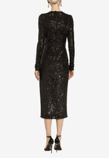 V-neck Sequined Midi Dress