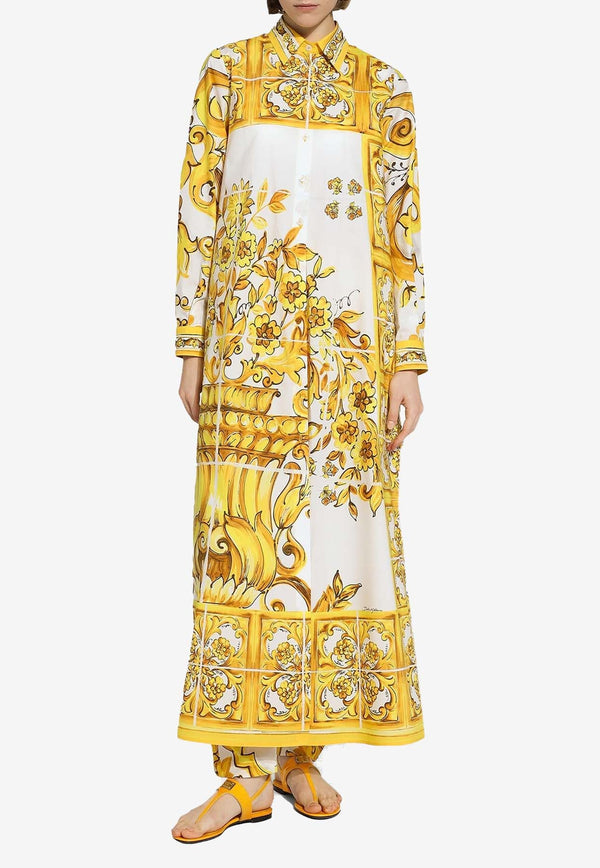 Majolica Print Maxi Shirt Dress