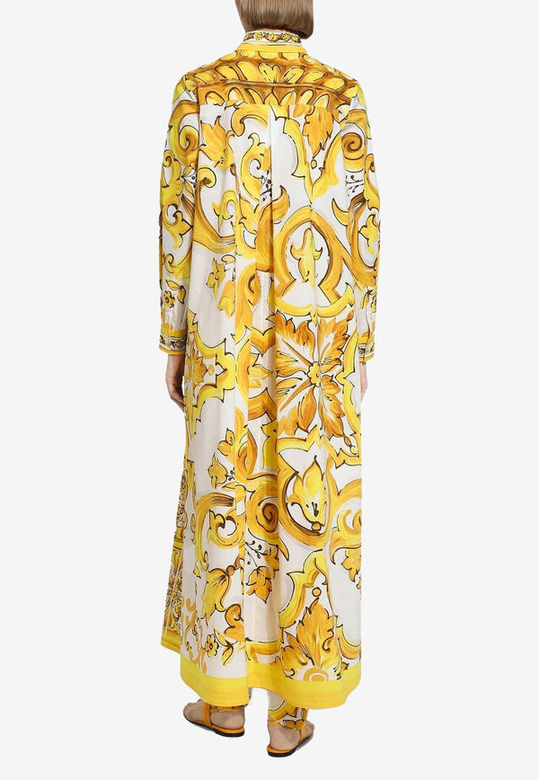 Majolica Print Maxi Shirt Dress