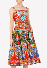 Carretto Print Square-Neck Cotton Dress