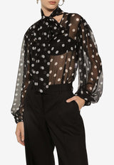 Polka Dot Print Chiffon Blouse