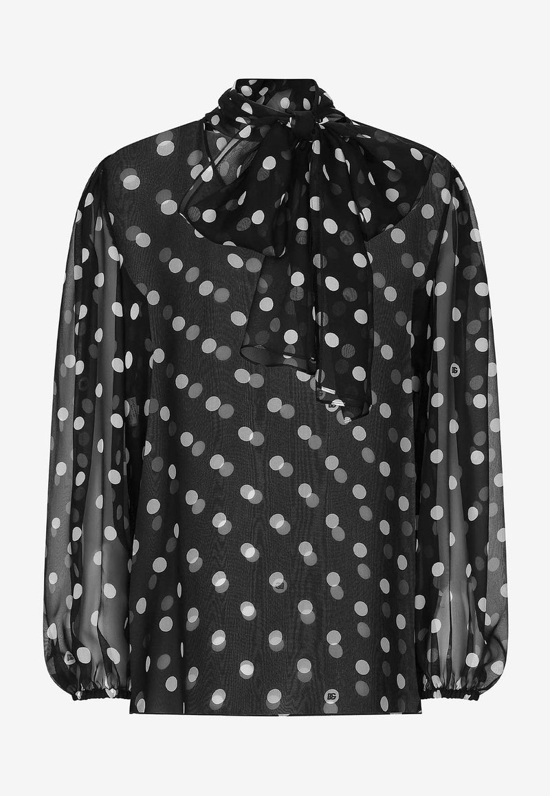 Polka Dot Print Chiffon Blouse