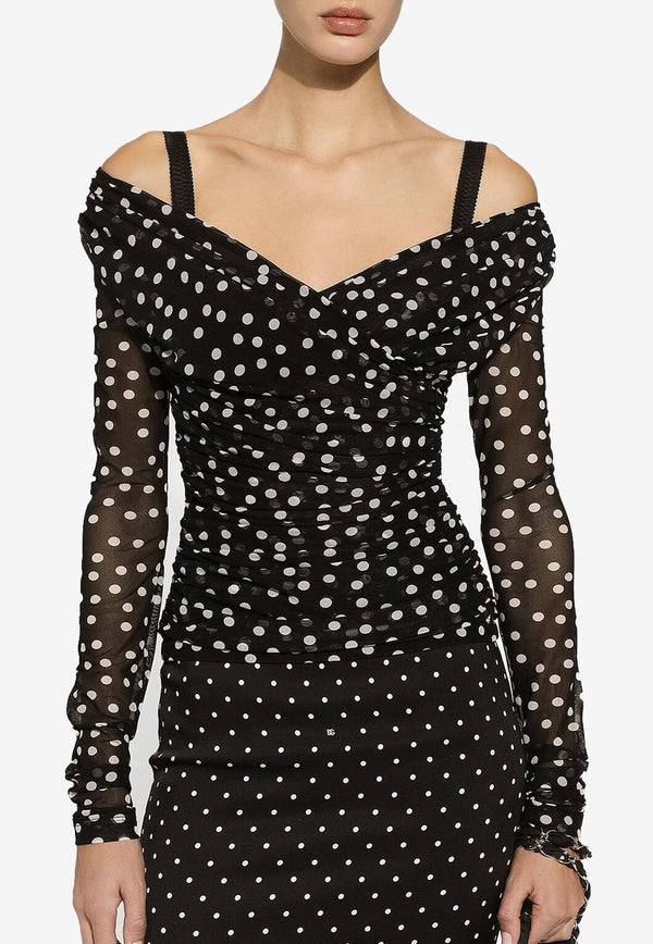 Polka Dot Print Tulle Top