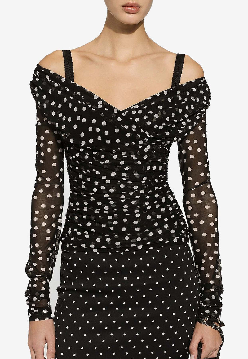 Polka Dot Print Tulle Top