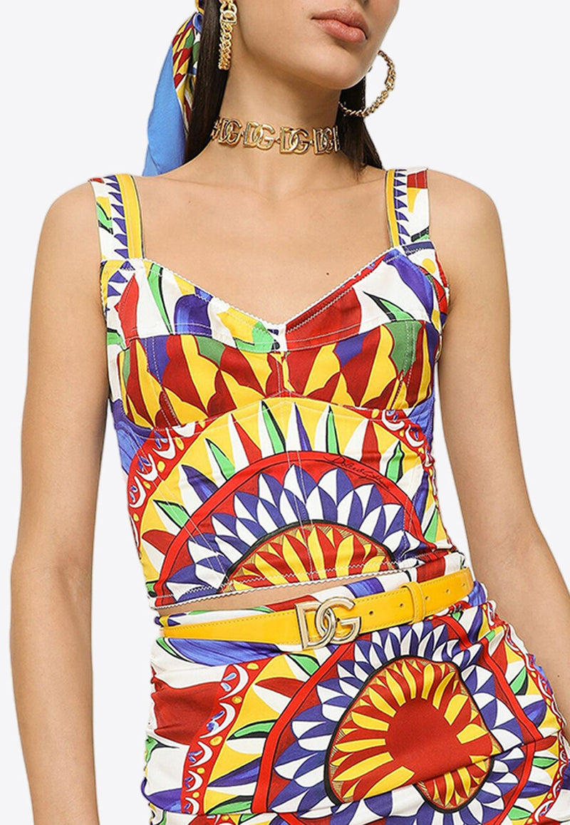 Carretto-Print Bustier Top