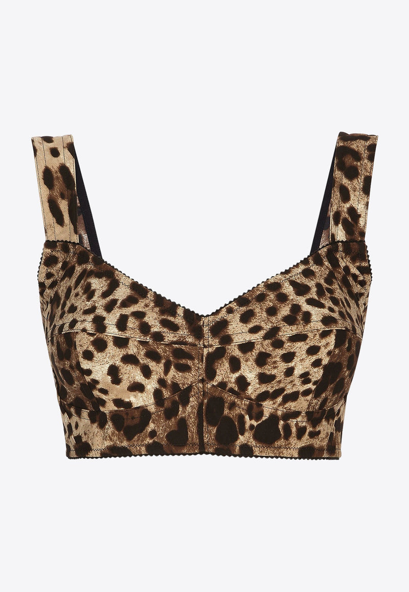 Leopard-Print Bustier Top