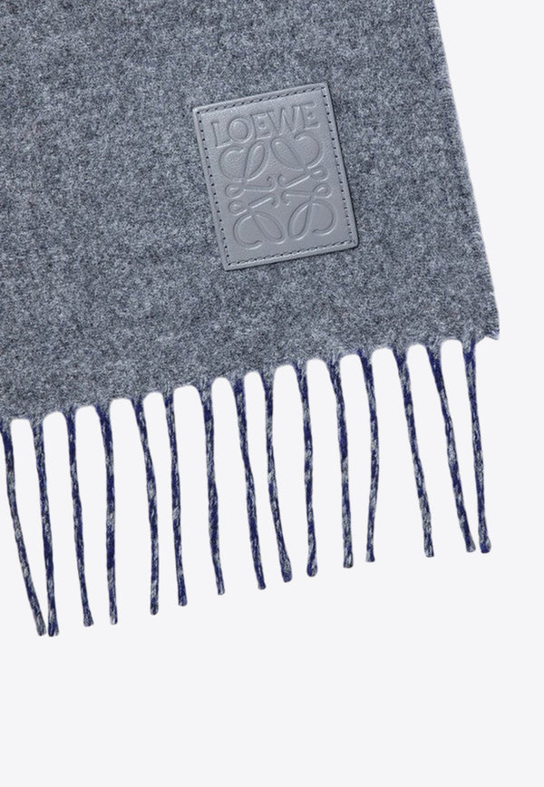 Anagram Patch Two-Tone Fringed Scarf