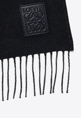 Anagram Patch Two-Tone Fringed Scarf