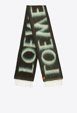 Logo Intarsia Mohair Fringed Scarf