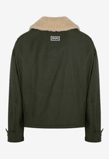 Shearling-Trimmed Army Bomber Jacket