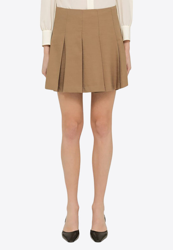 Flounced Pleated Mini Skirt