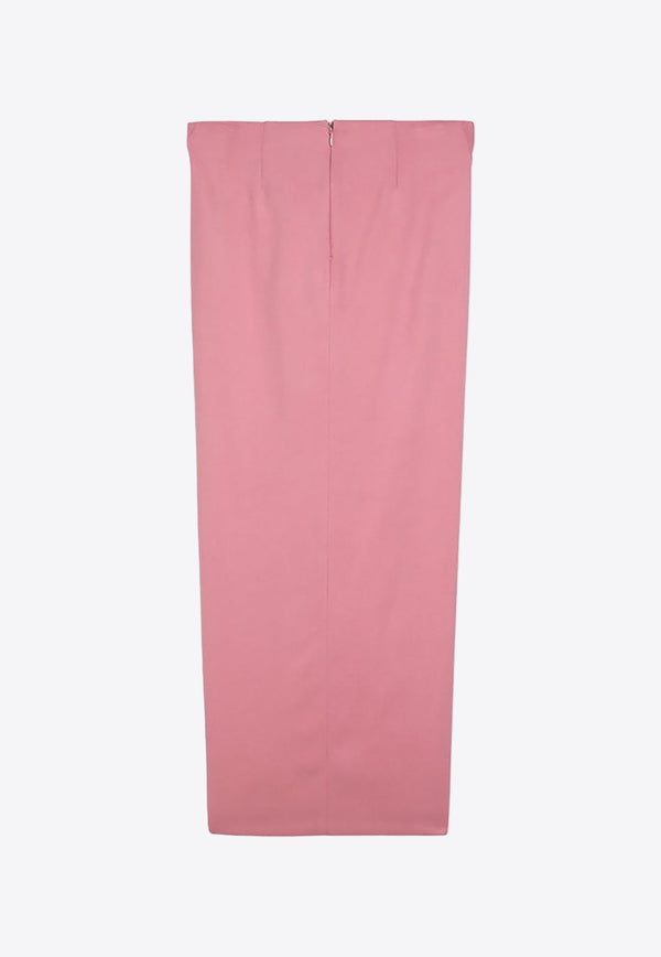 Draped Viscose Midi Skirt with Knot