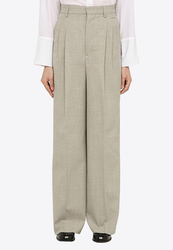 Straight-Leg Wool Tailored Pants