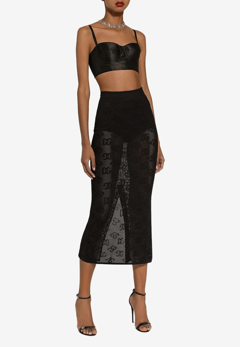 All-Over Logo Midi Mesh Skirt