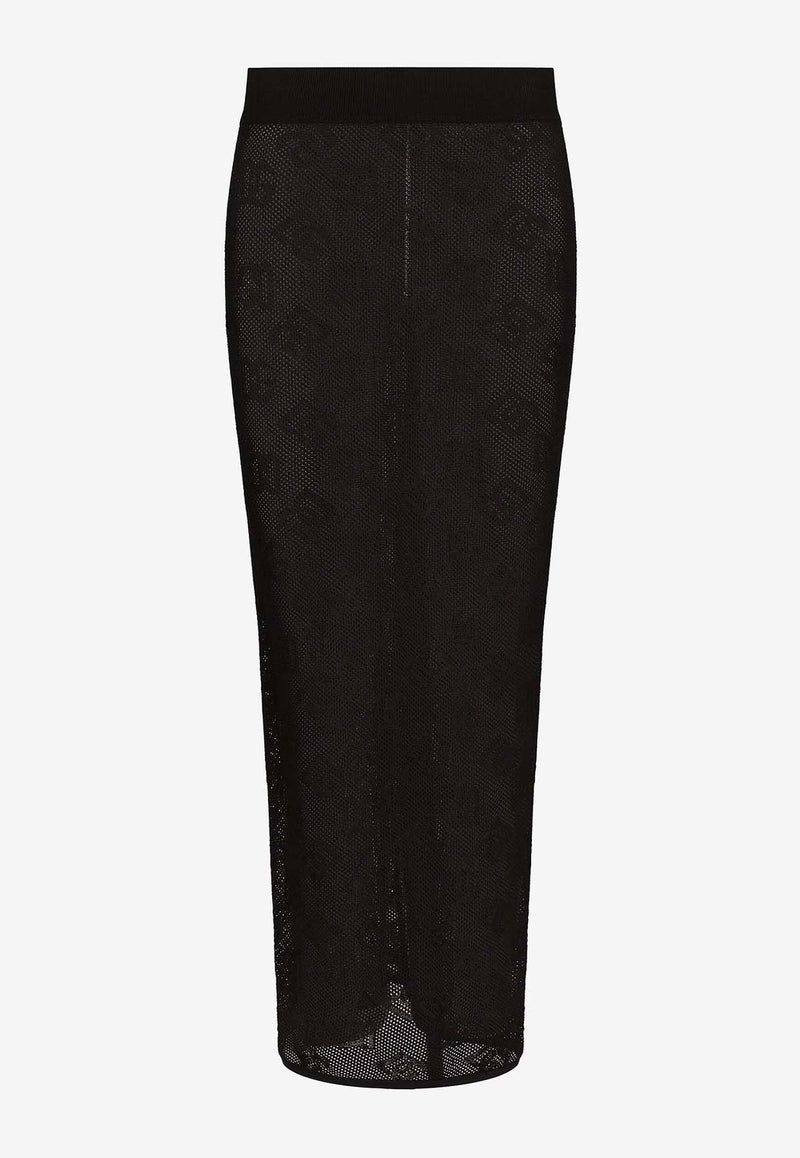 All-Over Logo Midi Mesh Skirt