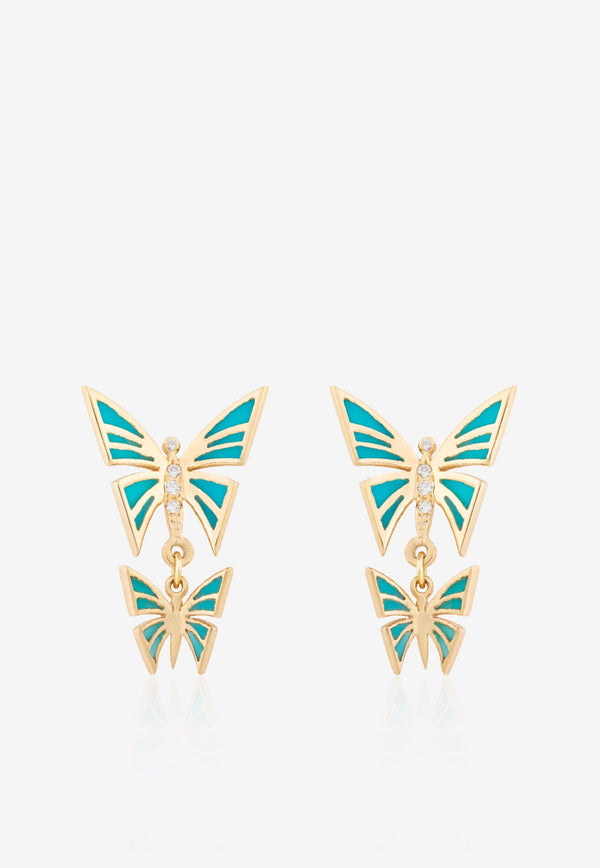 My Dream is to Fly Dangle Earrings in 18-Karat Yellow Gold with Diamonds