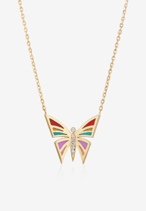 My Dream is to Fly Diamond Butterfly Necklace in 18-Karat Yellow Gold