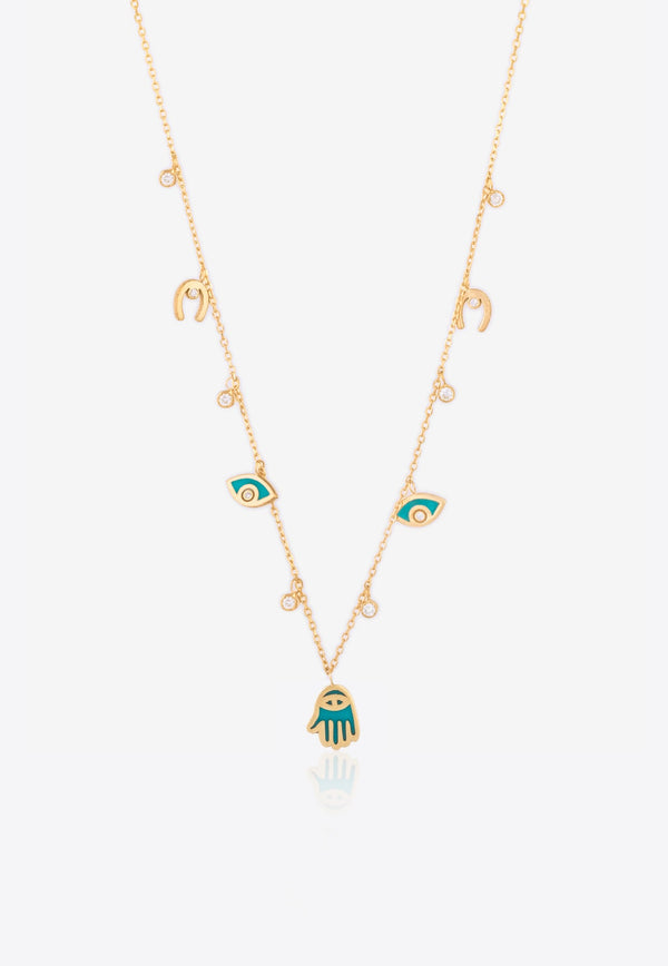 Sweet Collection Necklace in 18-karat Yellow Gold, Enamel and White Diamonds