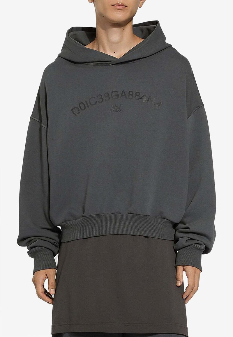 Logo Print Cropped Hooded Sweatshirt