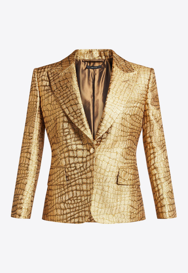 Croc Jacquard Single-Breasted Blazer