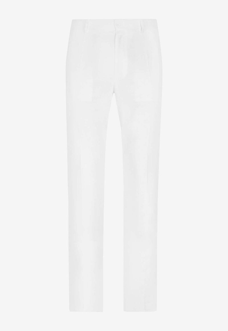 Stretch Linen-Blend Pants