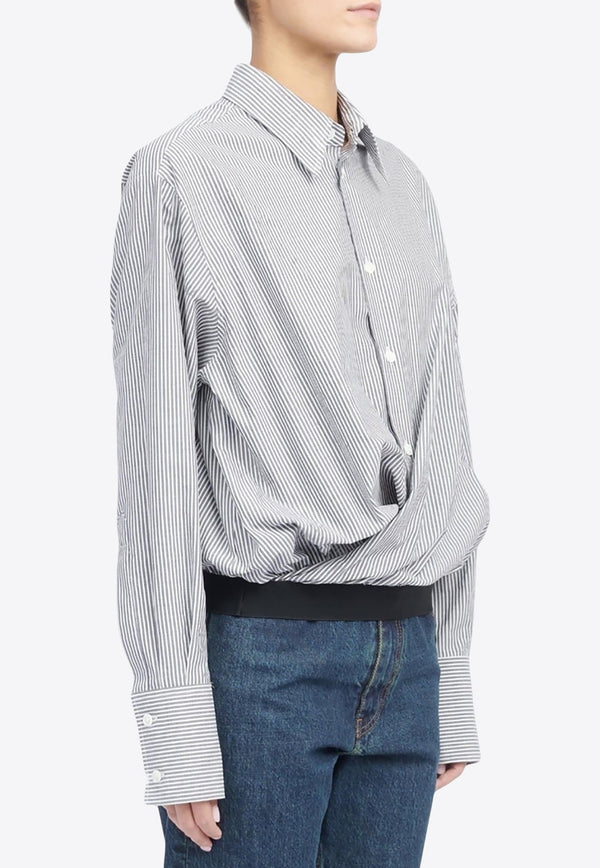 Gathered Hem Striped Shirt