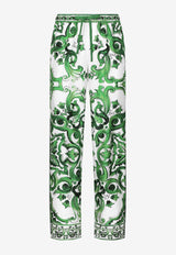 Majolica Print Silk Pants