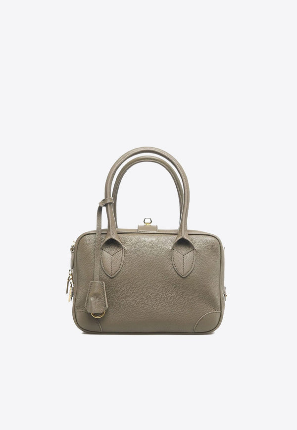 Vita Grained Leather Top Handle Bag