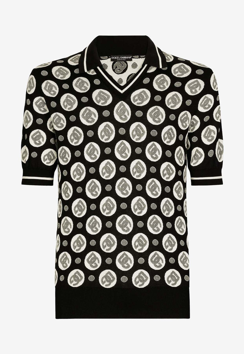 DG Logo Silk Jacquard Polo T-shirt