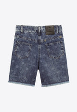 Boys 4G Monogram Washed Denim Shorts