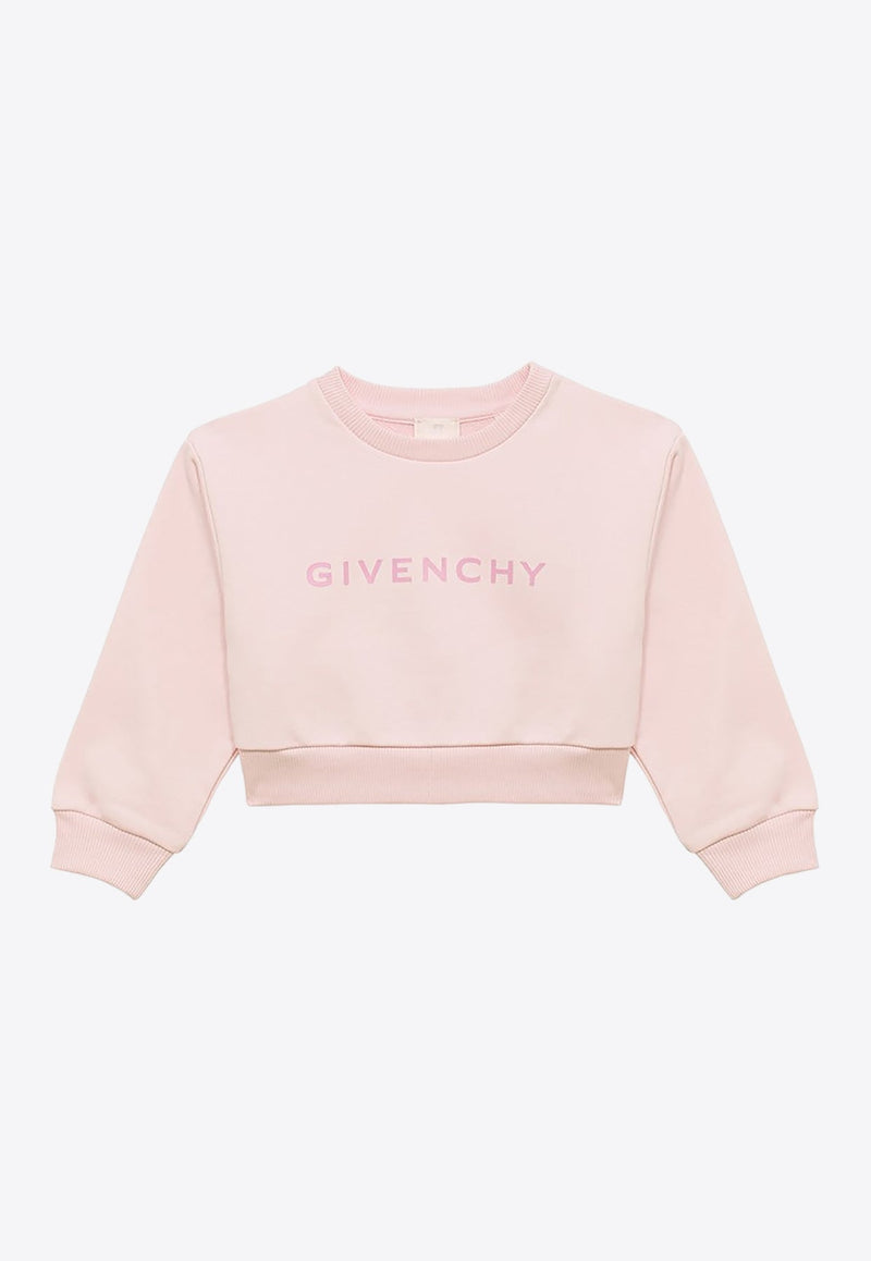 Girls Logo Print Cropped Sweatshirt