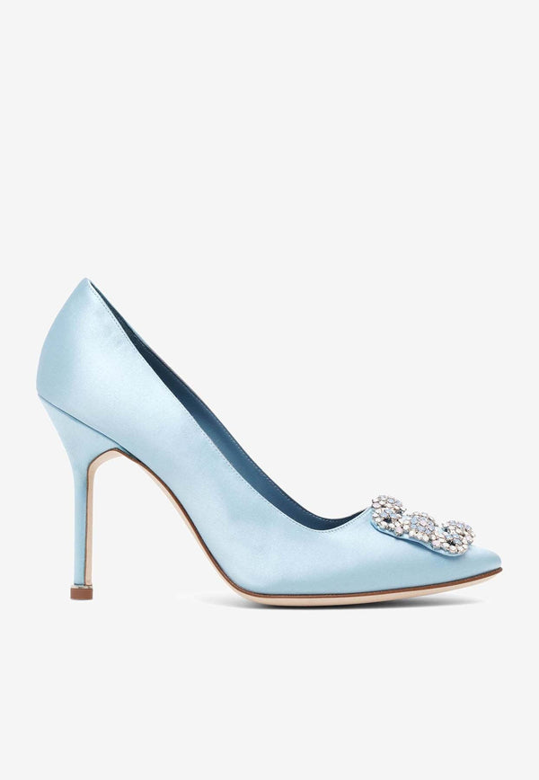 Hangisi 105 Satin Jewel Buckle Pumps