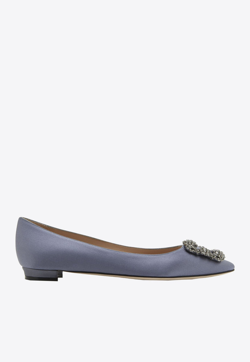 Hangisi FMC Crystal Buckle Satin Flats