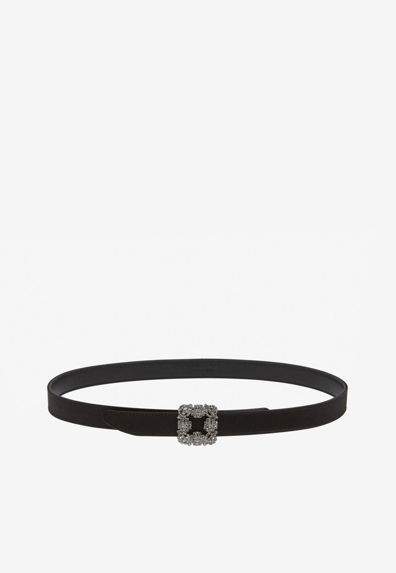 Hangisi Crystal Buckle Satin Belt