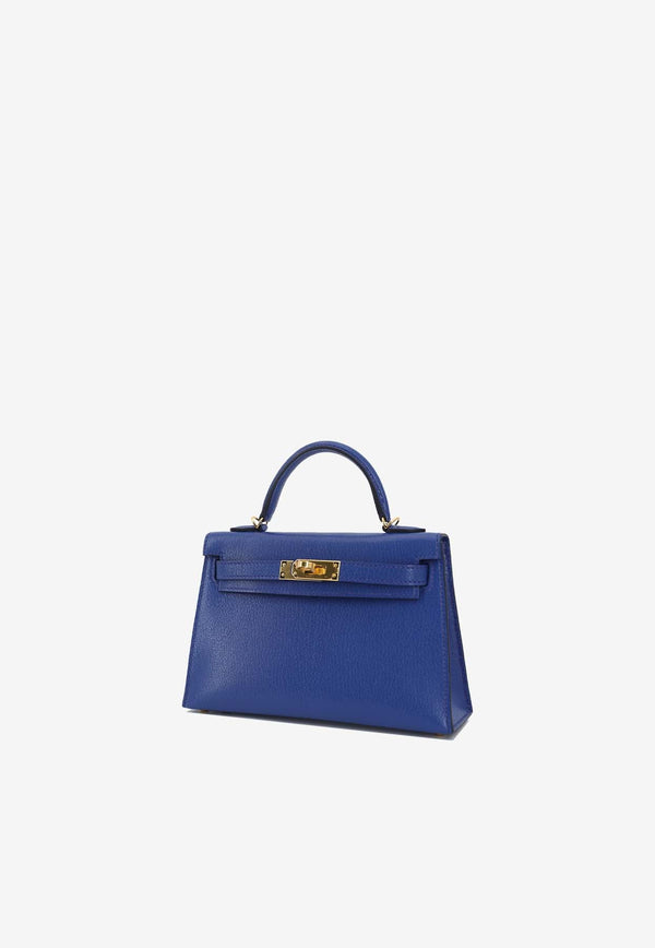Mini Kelly II 20 in Blue Royal Chevre with Gold Hardware