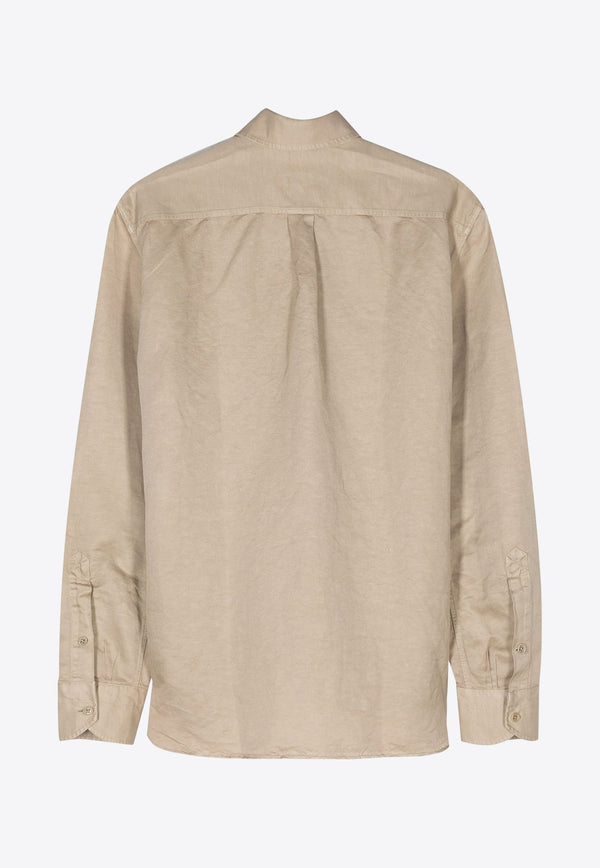 Linen-Blend Long-Sleeved Shirt