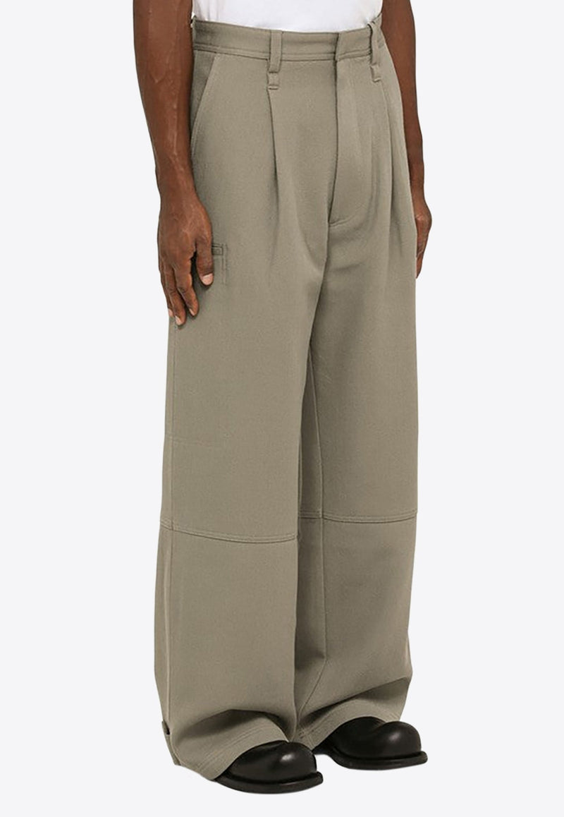 Wide-Leg Wool Cargo Pants