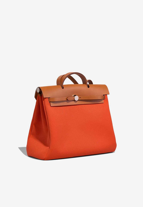 Herbag 39 in Orange Mecano Toile and Fauve Vache Hunter with Palladium Hardware