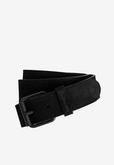 Debossed Logo Suede Leather Belt