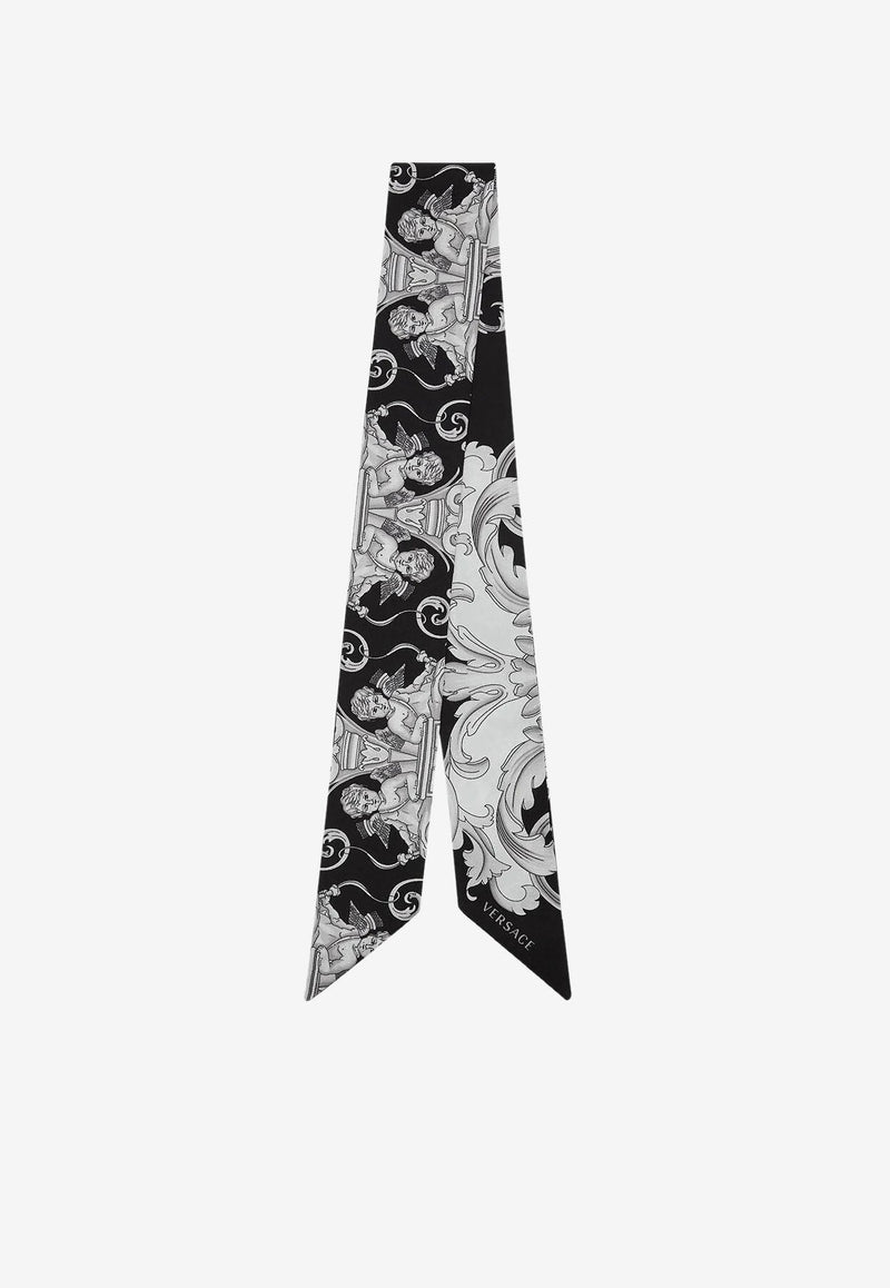 Silver Baroque Silk Scarf Tie