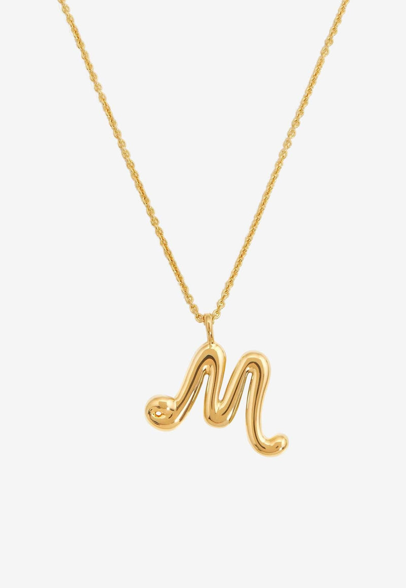 Curly Molten Initial M Pendant Necklace