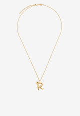 Curly Molten Initial R Pendant Necklace