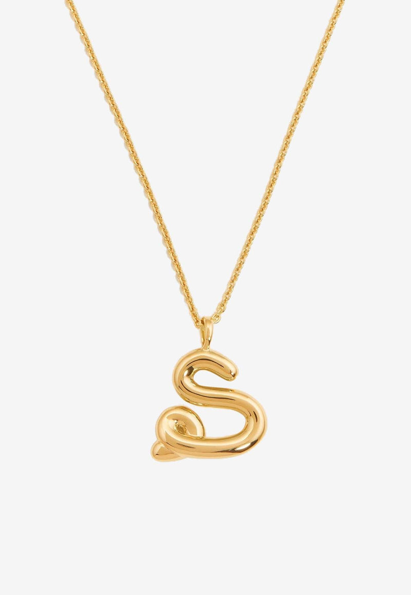 Curly Molten Initial S Pendant Necklace