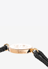 Nawal 'You Are My Sun and Moon' Cord Bracelet in 18-karat Rose Gold and White Diamonds