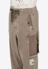 Washed-Effect Drawstring Cargo Pants