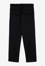 Elastic-Band Straight-Leg Pants