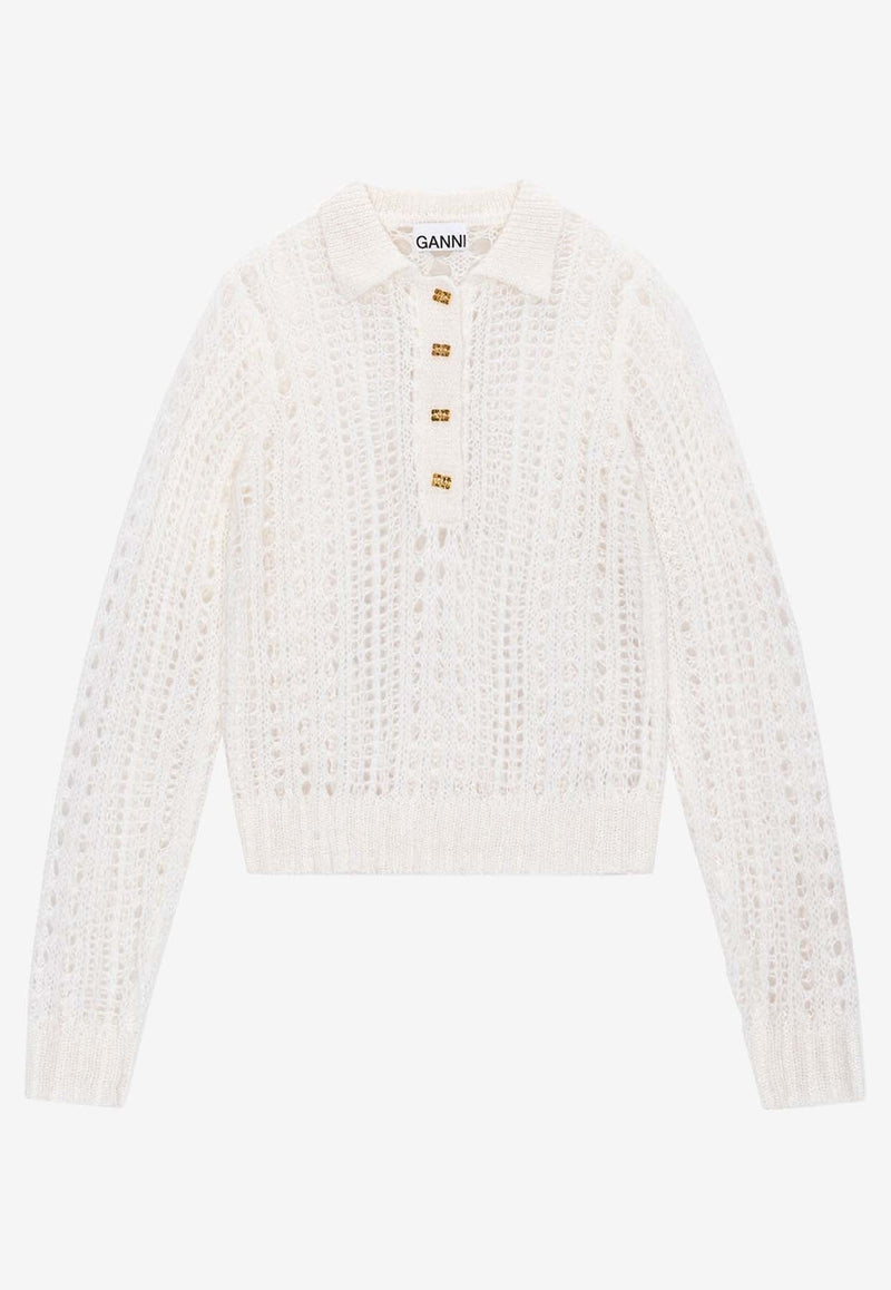 Mohair Lace Polo Sweater